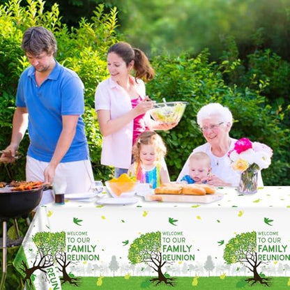 OBUSATT 3Pcs Family Reunion Tablecloths,54 x 108 Inch, Green Tree Print - style: Family Reunion