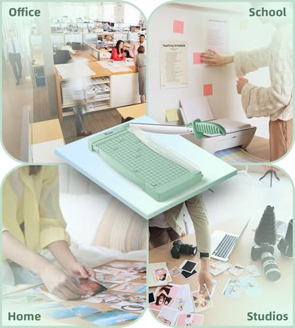 Firbon 12" Guillotine Paper Cutter with Hidden Ruler, Compact Paper Trimmer | 12-Sheet Capacity | Morandi | Dual Scale | Paper, Cardstock & Photo Trimming | Scrapbooking Craft | Office, Home & Studio Use - color: Morandi