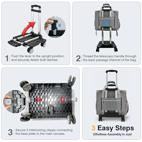 Rolling Craft Bag With Wheels, Teacher Tote Organizer With Detachable Cart - color: Grey