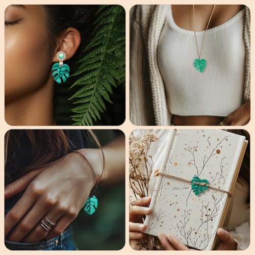 ORIGACH 14 Pcs Monstera Leaves Clay Cutters Set | Leaves Shape Tropical Plants Themed Polymer Clay Cutters for Earring Jewelry Making - style: Monstera Leaves