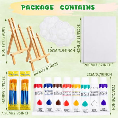 Painting Kit 2 Person Acrylic Art Set with Canvas, Easel, Brushes & Paints, DIY Creative Gift for Beginners - color: 2 Set Painting Kit