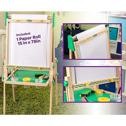Crayola Wooden Art Easel for Kids, 2-in-1 Dry Erase Board & Chalkboard, Gifts for Toddlers, Ages 3, 4, 5 - style: Wooden Easel