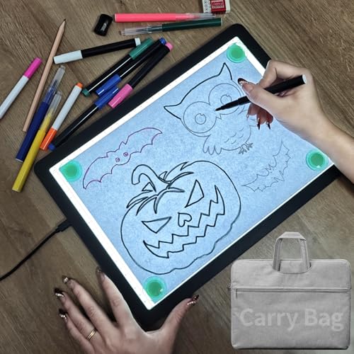 LEACUBER A4 Tracing Light Box with Bag, Magnetic Diamond Art Light Board with Side Buttons, Super Bright Light Pad for Diamond Painting, Corded Light Table for Sketching, Drawing, Weeding Vinyl - size: A4 with Carry Bag