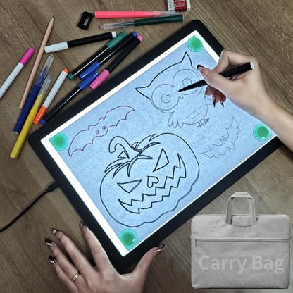 LEACUBER A4 Tracing Light Box with Bag, Magnetic Diamond Art Light Board with Side Buttons, Super Bright Light Pad for Diamond Painting, Corded Light Table for Sketching, Drawing, Weeding Vinyl - size: A4 with Carry Bag