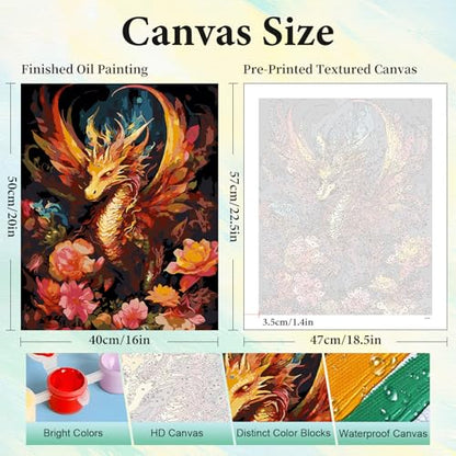 Paint by Numbers Kit for Adults, Dragon DIY Painting Kit, 16x20 Inch - color: CYOP1P14