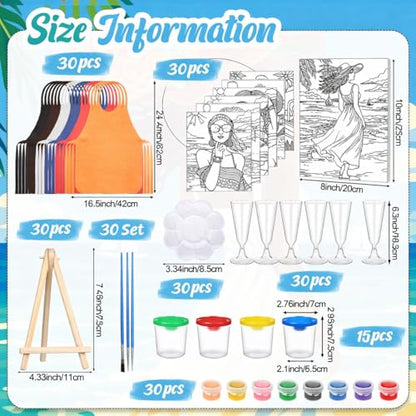 Sherr 285 Pcs 30 Sets Sip and Paint Kit for Adults,Summer | Pre Drawn Canvas to Paint for Adults, Acrylic Paints, Brushes, Easels, Date Night, Birthday Party Gifts - style: Summer Lady