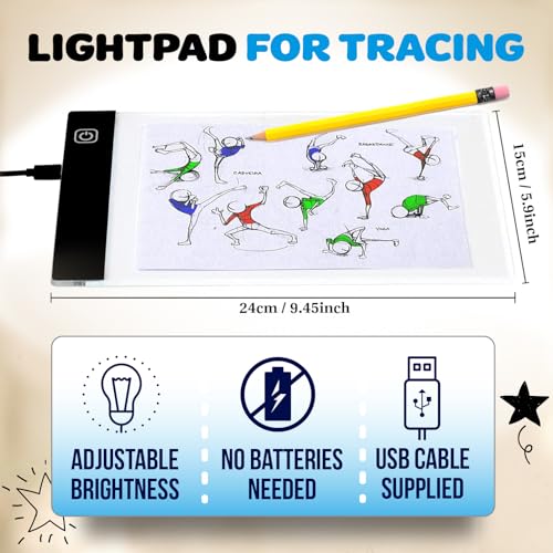 Flip Book Kit with LED Light Pad and Flipbook Paper, Animation Kit for Kids | Includes Starter Guide and Animation, A5 Light Box, Flip Book Animation Paper for Drawing, Binding Screws,Flip Books for Kids