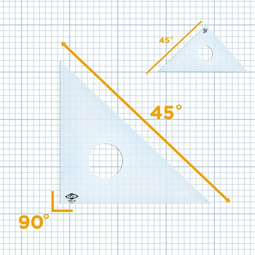 Alvin 131C-4 45-Degree/90-Degree 4" Clear Professional Acrylic Triangle - size: 4", style: 45/90 Degree