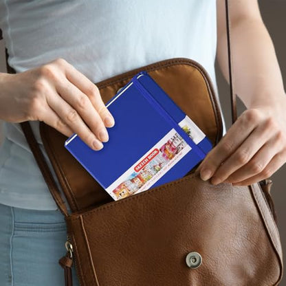 5x5 Pocket Sketch Book,80gsm Hardcover Art Sketchbook for Drawing Journal | PU Cover,Blank Paper,96Sheets/192Pages,Lay-Flat,Portable Travel Creation Paint Diary Memo Planner,Dry Media.Sapphire Blue - color: PU Cover-5x5in-Sapphire Blue