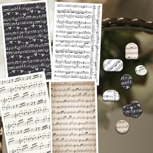 OLYCRAFT 24Pcs 4 Styles Music Notes Clay Transfer Paper for Polymer | Black Music Polymer Clay Transfer Sheets, Nusical Score‌ Small Transfer Paper Decal for Clay Earrings Jewelry Making - style: Musical note