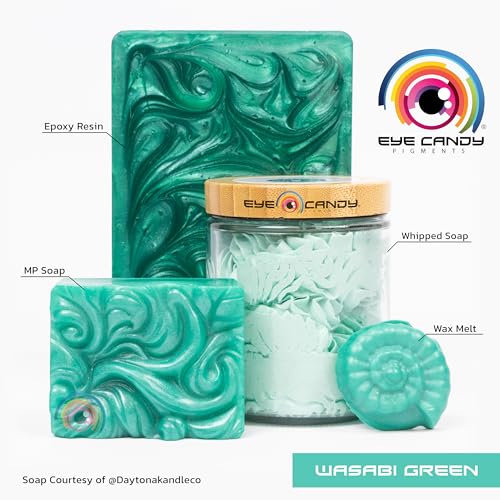 Eye Candy Pigments Premium Green Mica Powder - Wasabi Green (50gr) - for Epoxy, Resin, Soap, Paint, Woodworking, Acrylic Pouring, Bath Bombs, Fishing Lures - DIY Arts and Crafts Additive - color: Wasabi Green