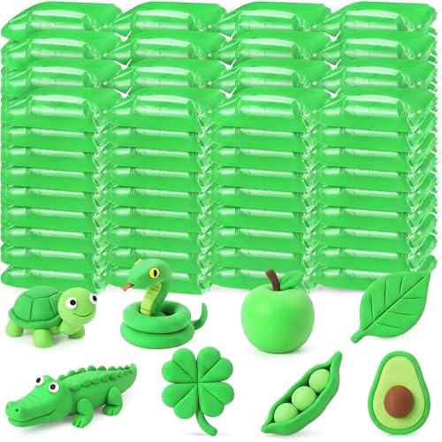 VioraWhite 144 Pcs Air Dry Clay Bulk 76 oz Mardi Gras Soft DIY Modeling Clay Kit Magic Foam Crafts for Sculpting Kids Gifts Party School Supplies for Crafts Artistic Project(Emerald Green) - color: Emerald Green