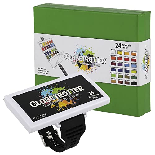 Creative Mark Globetrotter Watercolor Wristbands - Beautiful Watercolor Palette Held on Your Wrist! - Journal 24 Pan Bundle - style: Journal 24 Pan Bundle