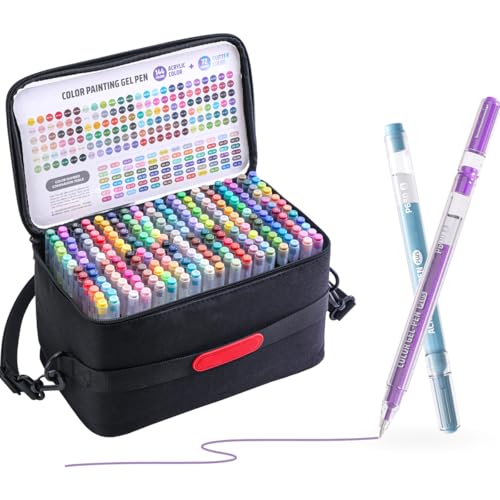 216 Pack Acrylic Gel Pens with Glitter Gel Pen Set, 1.0mm Fine Point