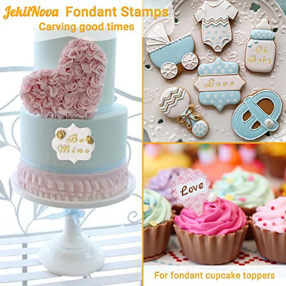 4PCS Alphabet Cake Stamps for Biscuit Fondant Cookie, Cute Fondant Stamp | Food Grade Letter Uppercase Extra Spare Lowercase Numbers Words Reusable Cookie Stamp for Thanksgiving Christmas Party - color: Clear 1