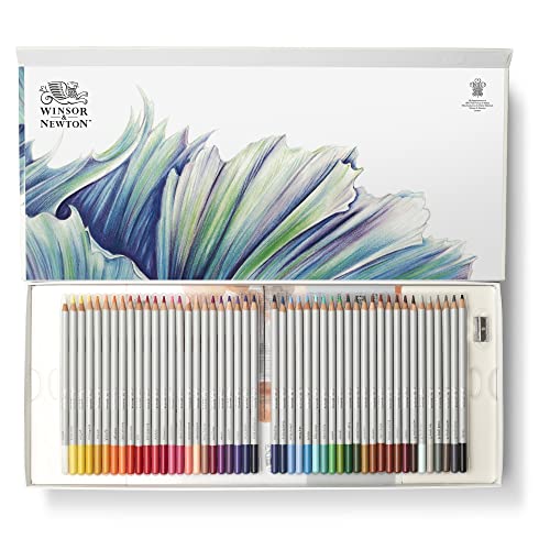 Winsor & Newton Studio Collection, Colour Pencil Box Set of 50 | Rich, Vibrant Color, Thick-Core Pencils, Soft Smooth Texture, Easy Blending, Stylish Metal Tin Included, High Quality Lead - style: 50 Color Pencils