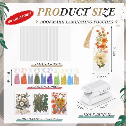 Fuyoooo 376 Pcs Pressed Flower Bookmark Kit,Light Colors,2 x 6 Inch - color: Light Colors, size: 2 x 6 Inch