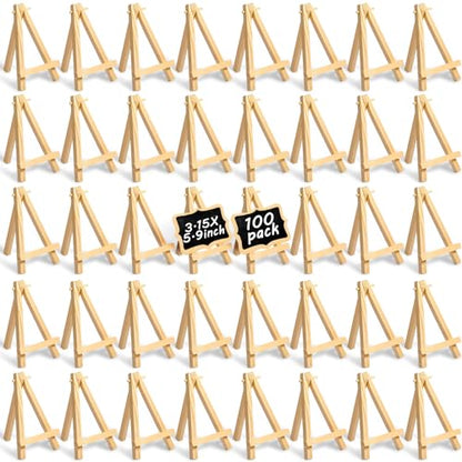 100 Pieces Mini Wooden Easel Stands Tripod Display Tabletop,None | For Artist Painting Business Cards Photos, Canvas Holder Wedding Table Numbers Party Favors Gift, Natural Wood Tripod Frame - size: 5.9 Inch