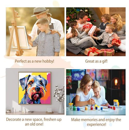 Artunion Framed Paint by Numbers Kit for Adults Beginners & Kids Ages 8-12,Schnauzer Paint by Number with Frame,Dog Animal Paint by Numbers Kit on Canvas 10 * 10 Inch Without Easel - color: ZXT-379-F