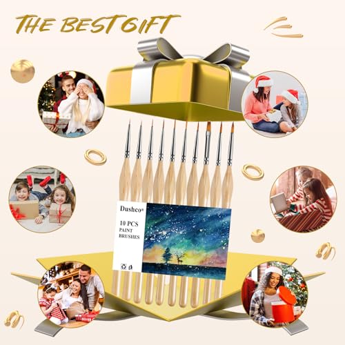 Small Paint Brush Set, 10 pcs Thin Paint Brushes for Fine Detailing