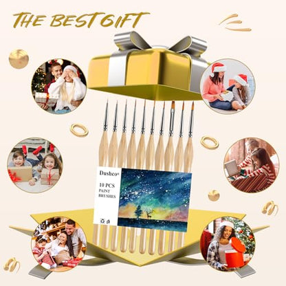 Small Paint Brush Set, 10 pcs Thin Paint Brushes for Fine Detailing