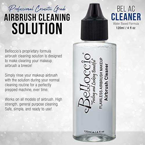Belloccio 4 Ounce Bottle of Makeup Airbrush Cleaner | Cleaning Solution, Cleans Airbrush Makeup Foundation, Blush, Highlighter - Clean Cosmetic Makeup Brushes, Paint - size: 4 Fl Oz (Pack of 1)