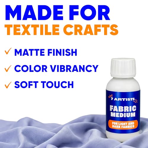 Fabric Medium for Acrylic Paint 8.45 fl oz – Turn Acrylics Into Washable Fabric Paint | Soft Flexible Matte Finish, No Cracking | Textile Medium for T-Shirts, Denim, Shoes & Tote Bags - color: Fabric Medium 8.45 fl. oz