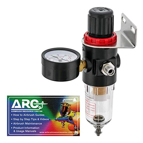Master Airbrush True Diaphragm Airbrush Pressure Regulator with Gauge & Water Moisture Trap – Filter, Air Compressor Water Trap for Clean, Moisture-Free Airflow - style: Standard