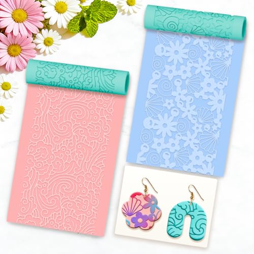 beinkmake 5Pcs Ocean Pattern Polymer Clay Texture Rollers, Plastic Clay Tools with Storage Case for DIY Jewelry Making, Scrapbooking, Pottery Crafting - color: Ocean Pattern