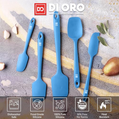 DI ORO Silicone Spatula Set - 600F Heat Resistant, 5-Pc Blue - color: Blue