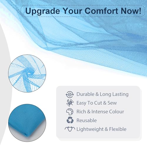 59" x 72"(2 Yards) Sky Blue Mesh Fabric | Slightly Stretchy for Sewing Projects, Backpack Pocket and Straps, Netting Clothes and Shopping Bag - color: Sky Blue