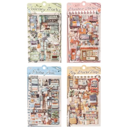 Uideyvi Travel Series Sticker Scrapbooking Supplies for Junk Journal, 16 Sheets PET Stickers(TZ-010-005) - color: Travel Series