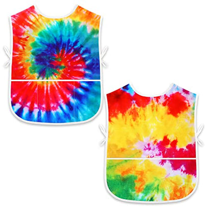 SATINIOR 2 Pcs Kids Art Smock Toddler Apron Artist Painting Apron | Painting Smocks for Kids, Toddler Paint Smock, Waterproof, Sleeveless, Boys Girls, with 3 Pocket, for Age 3-10 Years - style: Rainbow