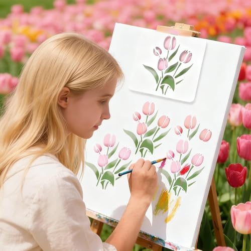 12 Pcs Large Flower Stencils for Painting, 5.12 X 5.12 Inch Flower Stencils for Crafts Reusable, Wood and Wall Stencils for Painting Large Pattern, DIY Templates Holiday Wall Paper (I) - style: I
