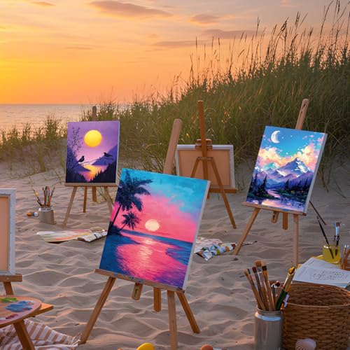 Sherr 12 Pcs Pre Drawn Canvas for Adults,Beautiful View,8 x 10 Inch - size: 8 x 10 Inch, style: Beautiful View