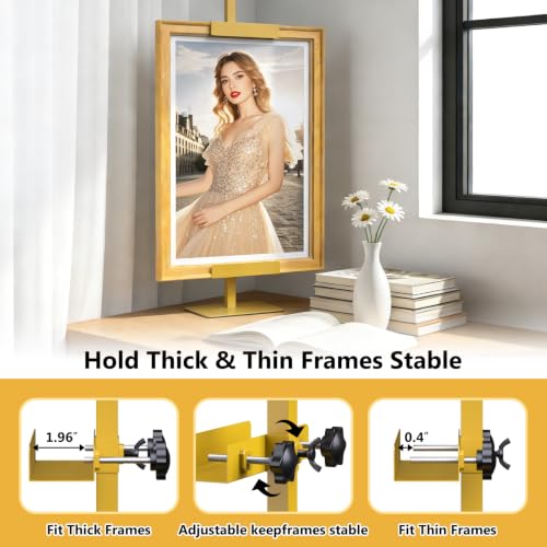 Tabletop Easel Stand Picture Easels for Display Up to 29.7" H Gold Picture Frame Stand Table Top Easel Metal Picture Easel for Photos, Painting, Artwork, Books (Base: 1.32 lbs) - size: 29.7 in