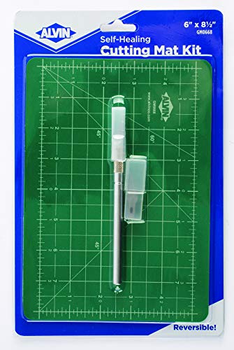 Alvin, Self-Healing Cutting Mat Kit, Double-Sided Mat with Art Knife, GBM Series, Gridded Rotary Cutting Board for Crafts, Sewing, Fabric - 6 inches x 8.5 inches - size: 8.5"L x 6"W