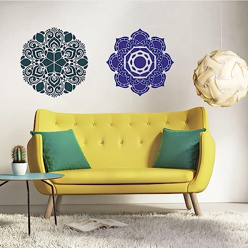 4 Pcs Extra Large Pattern Mandala Stencils Reusable Mandala Dot Painting Templates DIY Floral Spray Paint Stencil Drawing Craft Stencil for Wood Wall Tile Floor Canvas Furniture Rock Concrete (12x12) - color: Flower Style