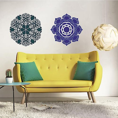 4 Pcs Extra Large Pattern Mandala Stencils Reusable Mandala Dot Painting Templates DIY Floral Spray Paint Stencil Drawing Craft Stencil for Wood Wall Tile Floor Canvas Furniture Rock Concrete (12x12) - color: Flower Style