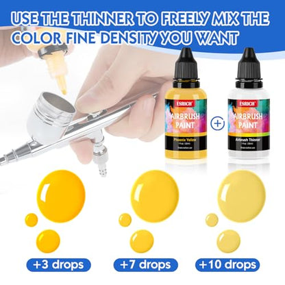 ESRICH Airbrush Paint Set, 26 Colors x 1 oz with 2 Thinner - color: 26 color