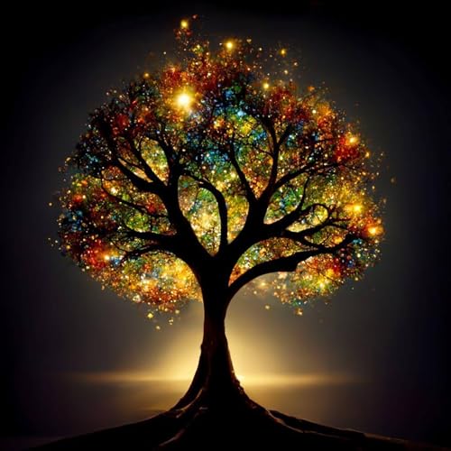 KINPLUB 5D Diamond Painting Kits for Adults, Glitter Tree of Life Diamond Art Kits for Adults Beginners, DIY Full Round Drill Paint by Diamonds, Home Wall Decor 12 x 12 Inch - color: Glitter Tree