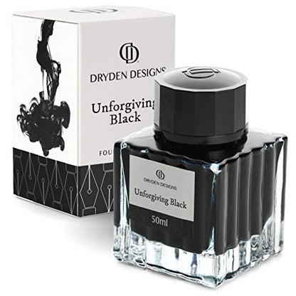 Ink Bottle for Fountain Pen - Luxury Edition Smooth Flow | Compact Designed 50ml Unforgiving Black - color: Black [Unforgiving Black] Ink Bottle