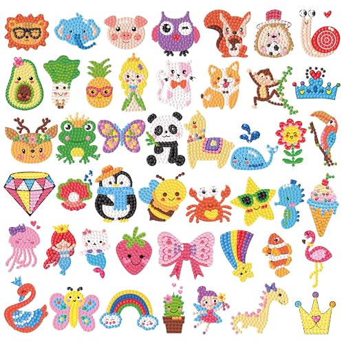 Labeol Diamond Art Kits for Kids Boys and Girls Ages 6-8-10-12 Easy to DIY Creative Diamond Art Sticker Craft by Numbers Kits for Kids and Adult Beginners (Lovely Animal) - style: Lovely Animal