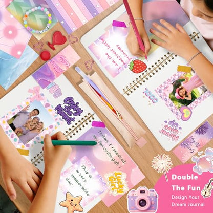 DIY Journal Kit for Girls Teen Tween Girl Gifts Trendy Stuff, Scrapbook Supplies Stationery Set, Stocking Stuffers, Art Crafts Kit - Ideal Gifts for 8 9 10 11 12 13 14 Year Old Girl