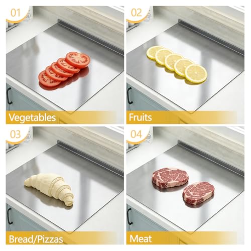Extra Large 304 Stainless Steel Cutting Board with Lip, Metal Pastry Kneading Mat for Baking,Chopping Board for Kitchen, Countertop Protector for Meat, Veggies,Fruits Non Toxic (19.6"×23.6"(50×60cm)) - size: 23.6"L x 19.6"W