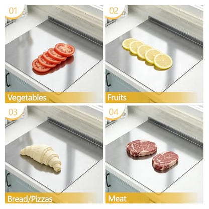 Extra Large 304 Stainless Steel Cutting Board with Lip, Metal Pastry Kneading Mat for Baking,Chopping Board for Kitchen, Countertop Protector for Meat, Veggies,Fruits Non Toxic (19.6"×23.6"(50×60cm)) - size: 23.6"L x 19.6"W