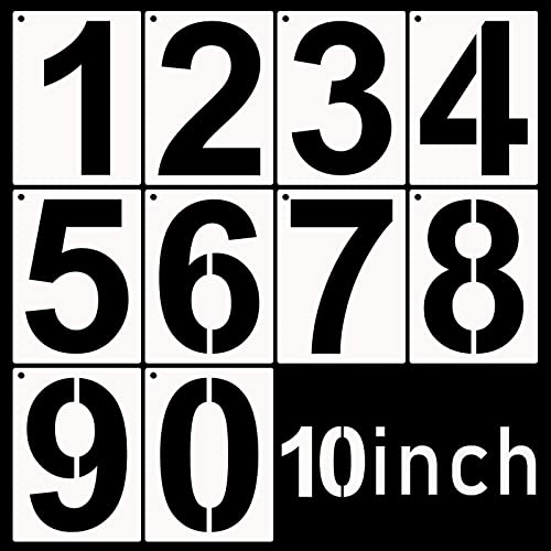 DXCYZ 10 Inch Large Number Stencils Kit 0-9 Address Number Stencil, 10PCS Reusable Plastic Painting Number Templates for Mailbox Signs, Door, Cars, Trucks, Home, Business, Window - size: 10 Inch