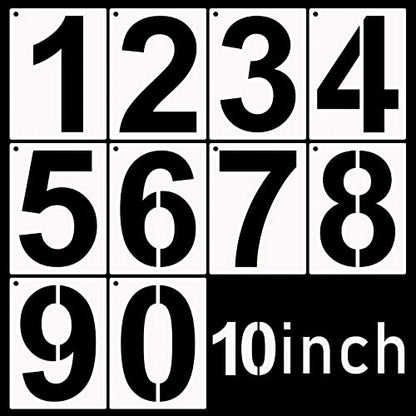 DXCYZ 10 Inch Large Number Stencils Kit 0-9 Address Number Stencil, 10PCS Reusable Plastic Painting Number Templates for Mailbox Signs, Door, Cars, Trucks, Home, Business, Window - size: 10 Inch
