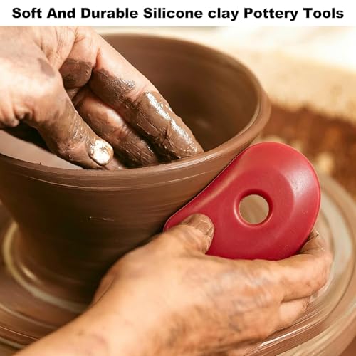 LUORNG 6PCS Pottery Ribs and Silicone Sculpting Tools Set 4 Silicone Pottery Ribs 2 Detail Needles for Clay Modeling Ceramic Shaping Detailing Suitable for Beginners Professionals