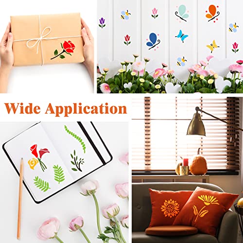 Colarr 12 Set Stencils for Painting on Wood Reusable Flower Stencils Painting Crafts Plants Flowers Templates Stencil for Paper Scrapbooking Home Drawing Decor(9.84 x 9.84 in,Classic)